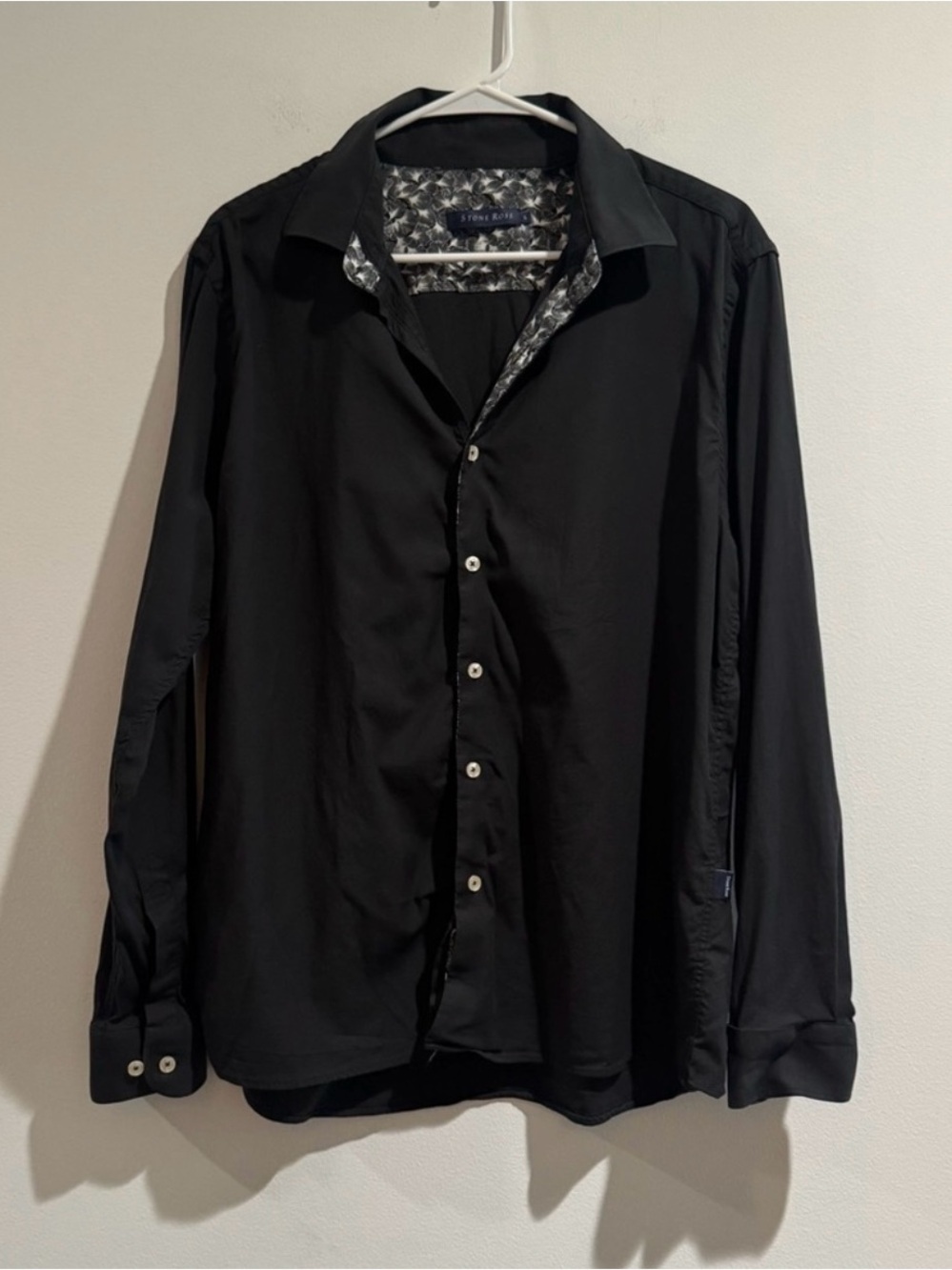 Stone Rose Black Luxury Button Down Dress Shirt L Worn Once